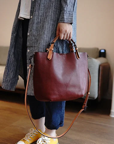 Comfortable Chic Fashion Classic Red Brown Leather Tote Handbag Women Square Tote Shoulder Bag for Women Luxury Bags, Budget Prices