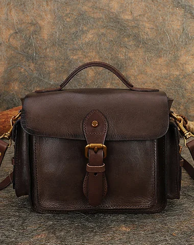 Shop The Hottest Deals Handmade Coffee Leather Womens Small Satchel Shoulder Bag School Handbag Crossbody Purses for Women Affordable Luxury With Top-Quality Handbags