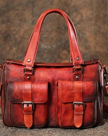 Premium Style Handmade Red Leather Womens Satchel Shoulder Bag Best Handbag Vintage Crossbody Purses for Ladies Stylish Bags, Unbeatable Prices