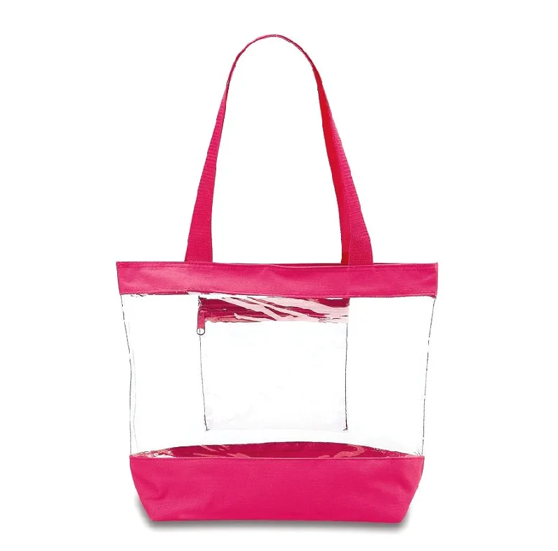 Handbag For Fashion Medium Clear Tote Bag w/ Zipper Closure and Interior Pocket - PINK (BG201-PINK) Everyday Bags, Budget-Friendly Handbag For Fashion Medium Clear Tote Bag w/ Zipper Closure and Interior Pocket - PINK (BG201-PINK) Everyday Bags, Budget-Friendly