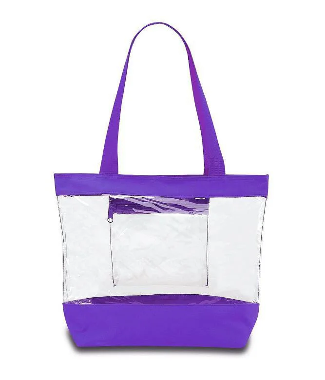 Lightweight And Affordable Bags Medium Clear Tote Bag w/ Zipper Closure and Interior Pocket - Purple (BG201-PUR) Everyday Bags At Wallet-Friendly Prices Lightweight And Affordable Bags Medium Clear Tote Bag w/ Zipper Closure and Interior Pocket - Purple (BG201-PUR) Everyday Bags At Wallet-Friendly Prices