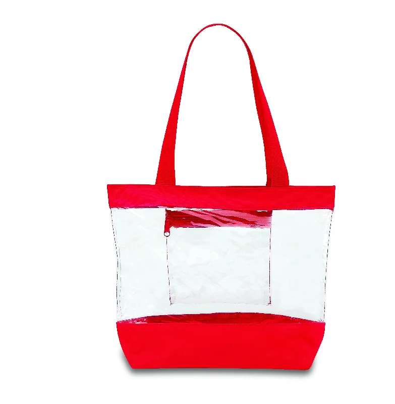 Stylish Bags For Fashion Bloggers Medium Clear Tote Bag w/ Zipper Closure and Interior Pocket - Red (BG201-RED) Designer Bags, Low Prices Stylish Bags For Fashion Bloggers Medium Clear Tote Bag w/ Zipper Closure and Interior Pocket - Red (BG201-RED) Designer Bags, Low Prices