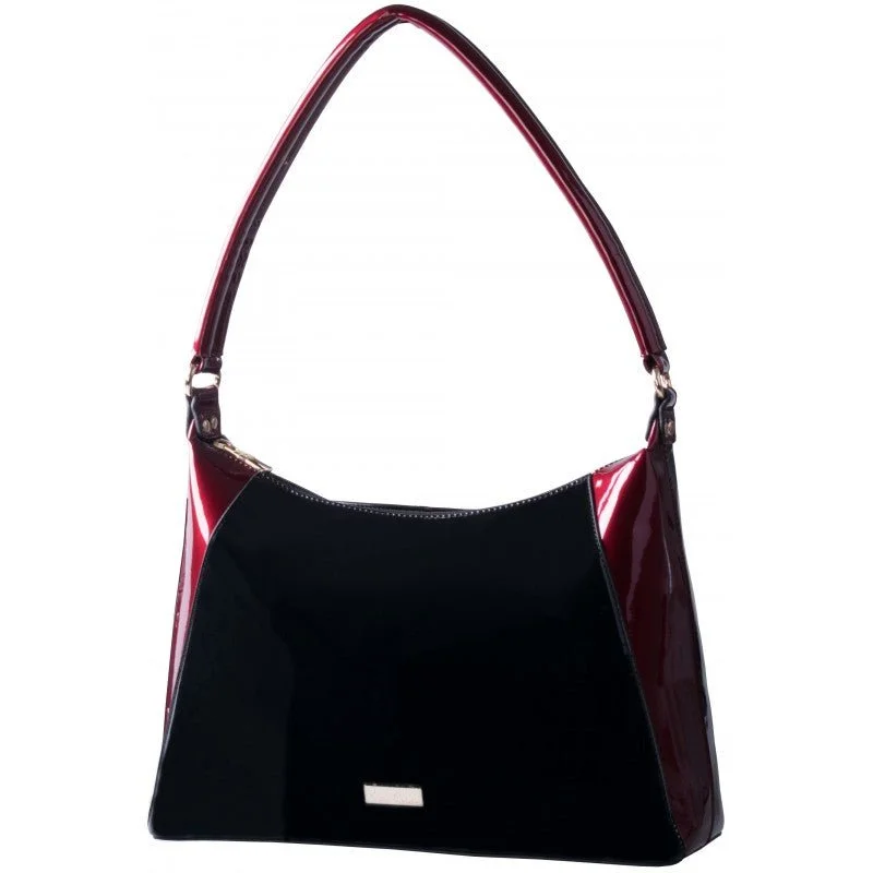 Trendy And Discounted Designer Handbags Pierre Cardin Tammy Patent Hobo | Black/Burgundy Trendy Handbags At Limited-Time Discounts Trendy And Discounted Designer Handbags Pierre Cardin Tammy Patent Hobo | Black/Burgundy Trendy Handbags At Limited-Time Discounts