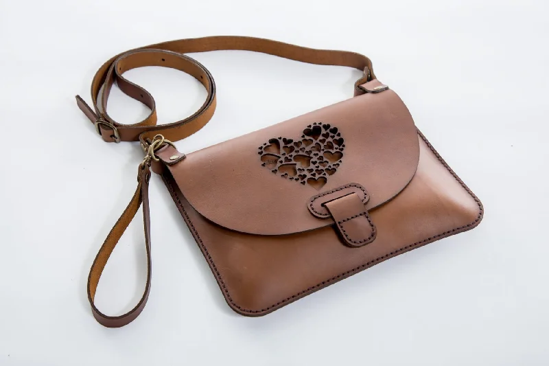 Yuppie Gift Baskets Heart Design Leather Clutch Handbag | Brown Handbag Deals For Every Occasion